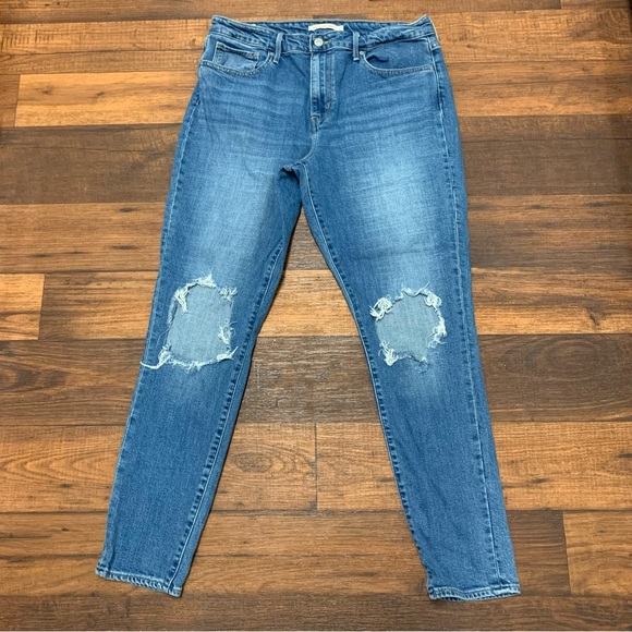 Levi's Denim - Levi's 721 High Rise Skinny Jeans Women's 32 Blue Distressed Stretch Denim